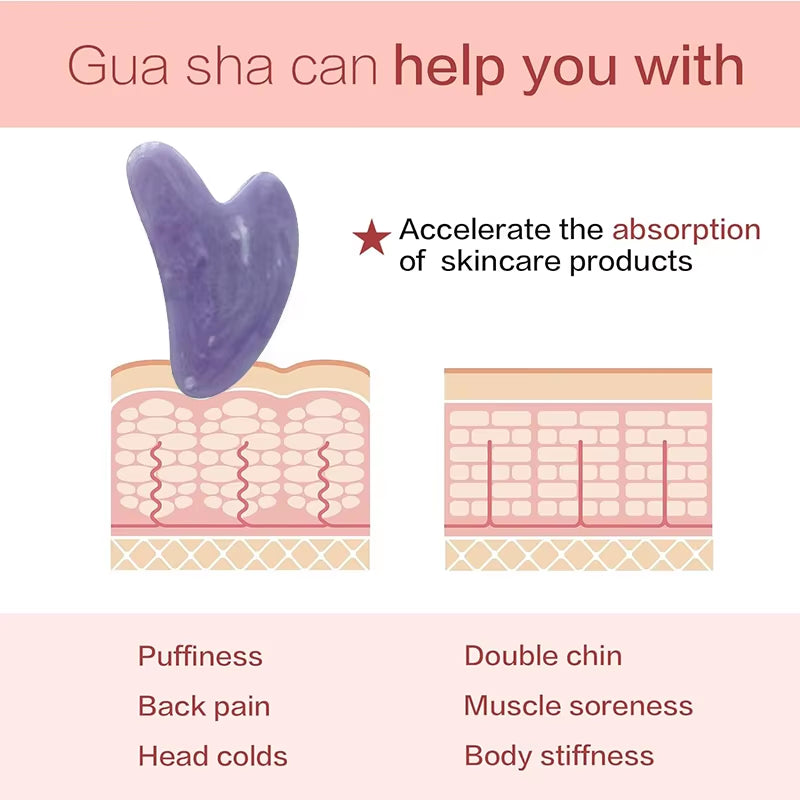 Gua Sha Facial Tools Quartz Massage Tool for Scraping and SPA Acupuncture Therapy Heart Shape Guasha Stone for Women
