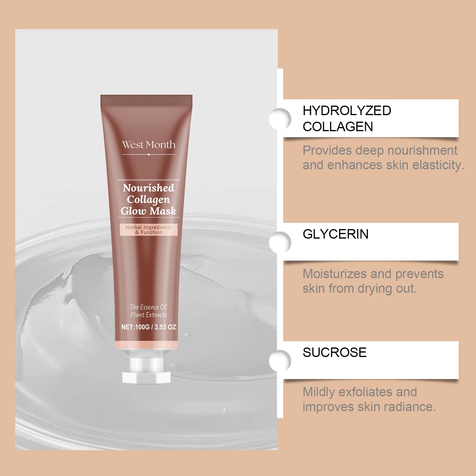 Collagen Peel off Mask Fade Fine Line Firming Serum Deep Moisturize before Sleeping Remove Blackhead Lighten Essence Facial Mask