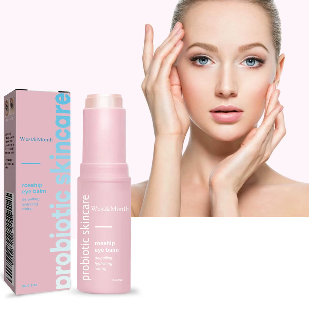 Rosehip Brightening Eye Balm Glowing Repair under Eye Cream Stick for Instant Wrinkle Eye Bags Dark Circles Puffiness Removal
