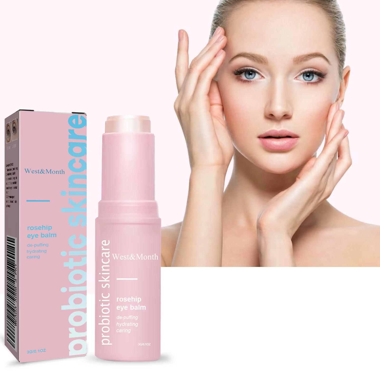 Rosehip Brightening Eye Balm Glowing Repair under Eye Cream Stick for Instant Wrinkle Eye Bags Dark Circles Puffiness Removal