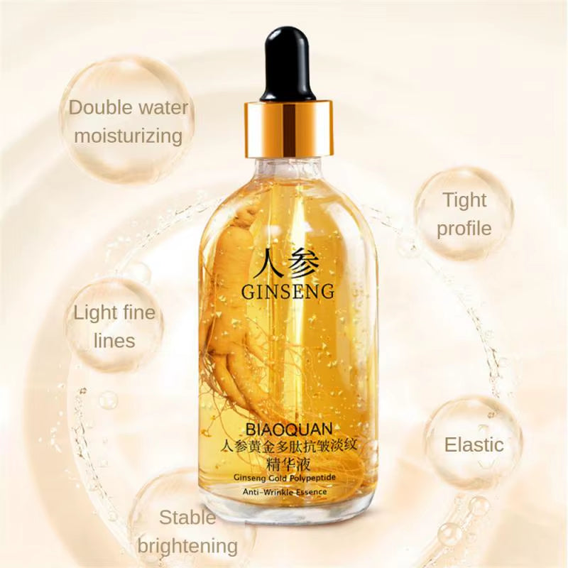 100Ml Golden Ginseng Essences Polypeptide Anti-Wrinkle Face Serum Fade Fine Lines Hyaluronic Acid Moisturizing Facial Skin Care
