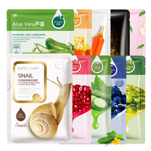 10Pcs/Lot Sheet Mask Skin Care Plant Facial Mask Moisturizing Oil Control Blackhead Remover Wrapped Mask Face Mask