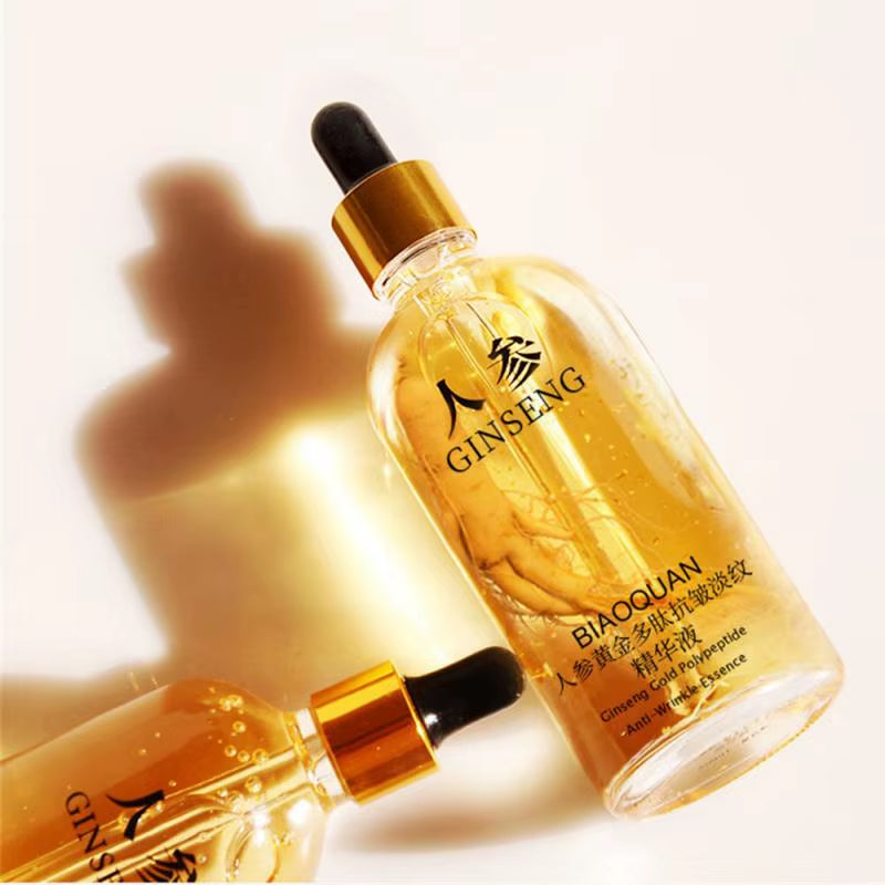 100Ml Golden Ginseng Essences Polypeptide Anti-Wrinkle Face Serum Fade Fine Lines Hyaluronic Acid Moisturizing Facial Skin Care