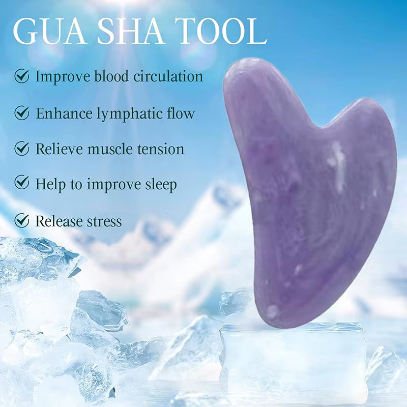 Gua Sha Facial Tools Quartz Massage Tool for Scraping and SPA Acupuncture Therapy Heart Shape Guasha Stone for Women