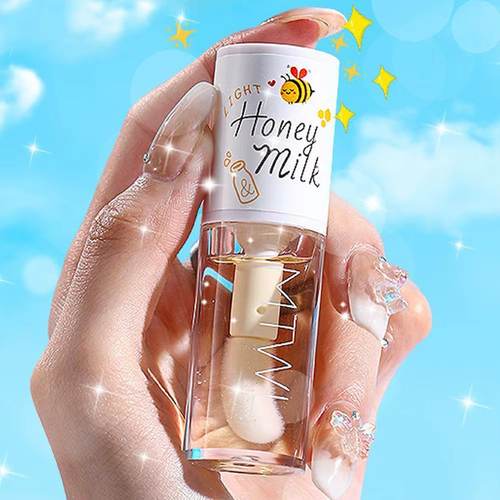 Kawaii Honey Peach Lip Oil Long Lasting Non-Sticky Moisturizing Lip Tint with Lip Plumper Hydrating Lip Care Serum 5Ml Make Up