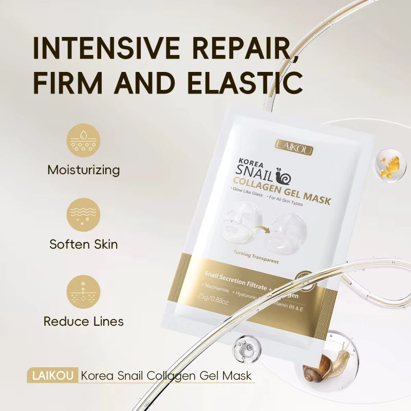 Korea Snail Collagen Essence Mask Hydrating Sheet Mask Anti-Wrinkle Face Mask Firming Skin Care 25G*20Pcs