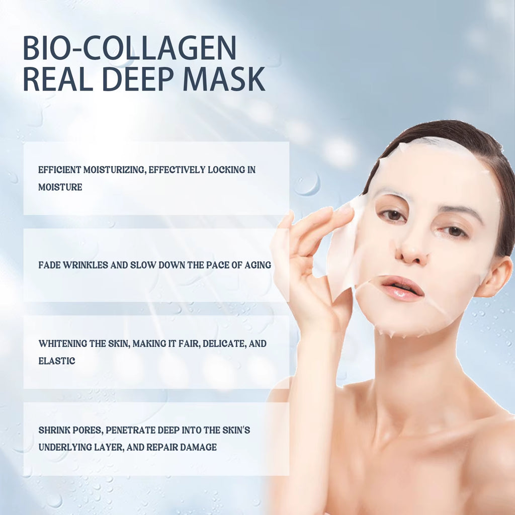 Bio Collagen Face Mask Lift Firm Skin anti Aging Fade Face Fine Line Repair Barrier Shrink Pores Hydrating Brightening Face Skin