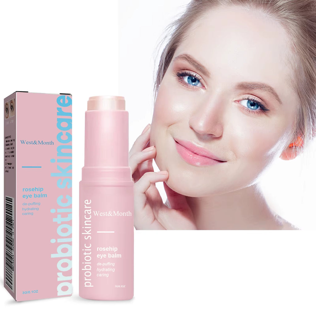 Rosehip Brightening Eye Balm Glowing Repair under Eye Cream Stick for Instant Wrinkle Eye Bags Dark Circles Puffiness Removal