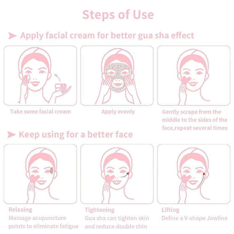 Gua Sha Facial Tools Quartz Massage Tool for Scraping and SPA Acupuncture Therapy Heart Shape Guasha Stone for Women