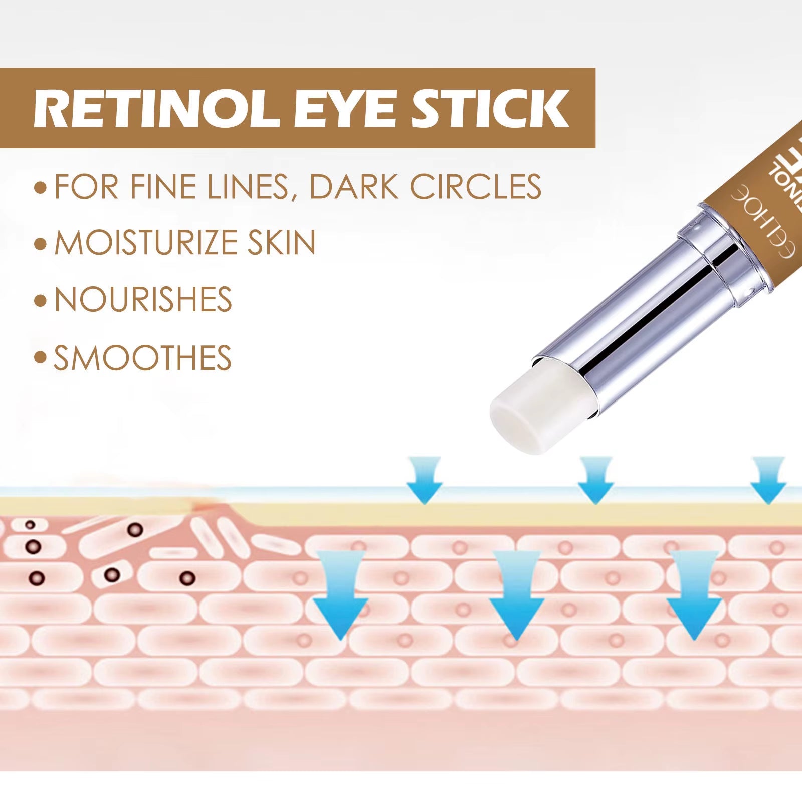 Retinol anti Aging Eye Stick Reduce Wrinkle Lifting Firming Nourish Improve Fine Lines Crow'S Feet Remove Dark Circles Eye Balm