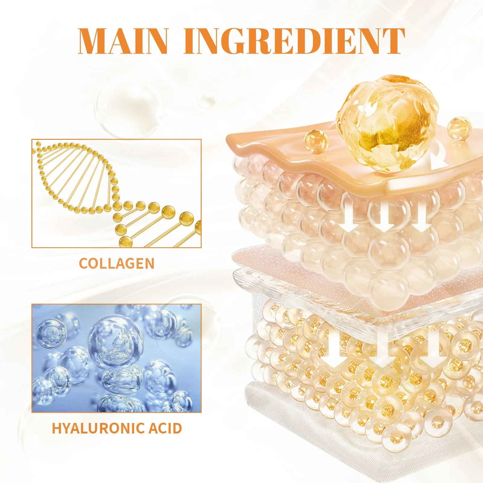 Collagen Hyaluronic Acid Eye Patch anti Aging and Wrinkle Female Collagen Pad under Eye Mask 5 Pairs of Wrinkles Dark Circles