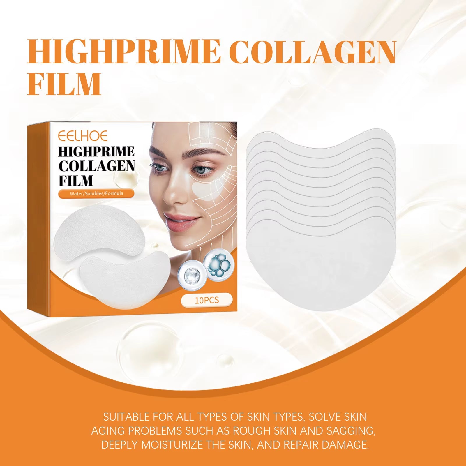 Collagen Hyaluronic Acid Eye Patch anti Aging and Wrinkle Female Collagen Pad under Eye Mask 5 Pairs of Wrinkles Dark Circles