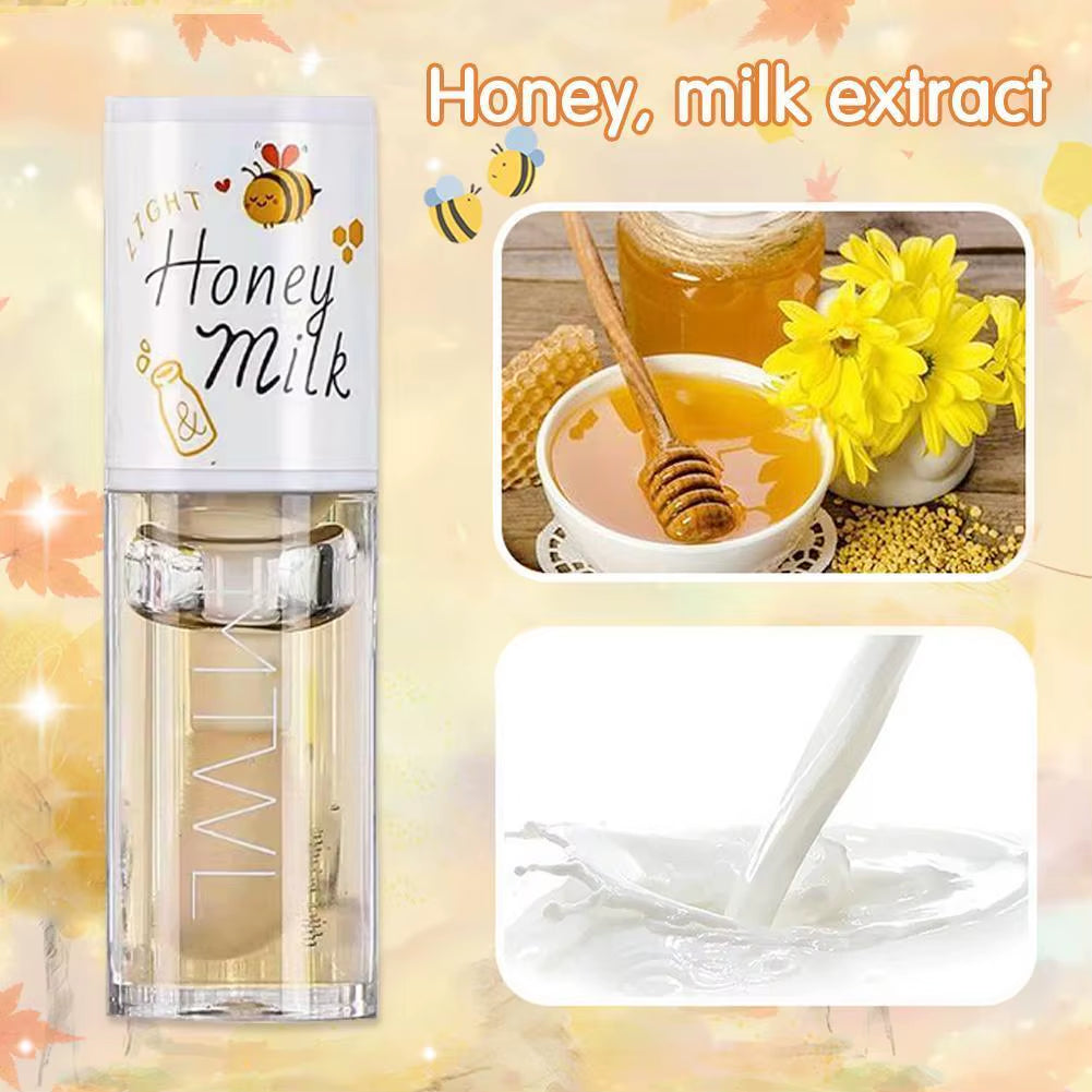 Kawaii Honey Peach Lip Oil Long Lasting Non-Sticky Moisturizing Lip Tint with Lip Plumper Hydrating Lip Care Serum 5Ml Make Up