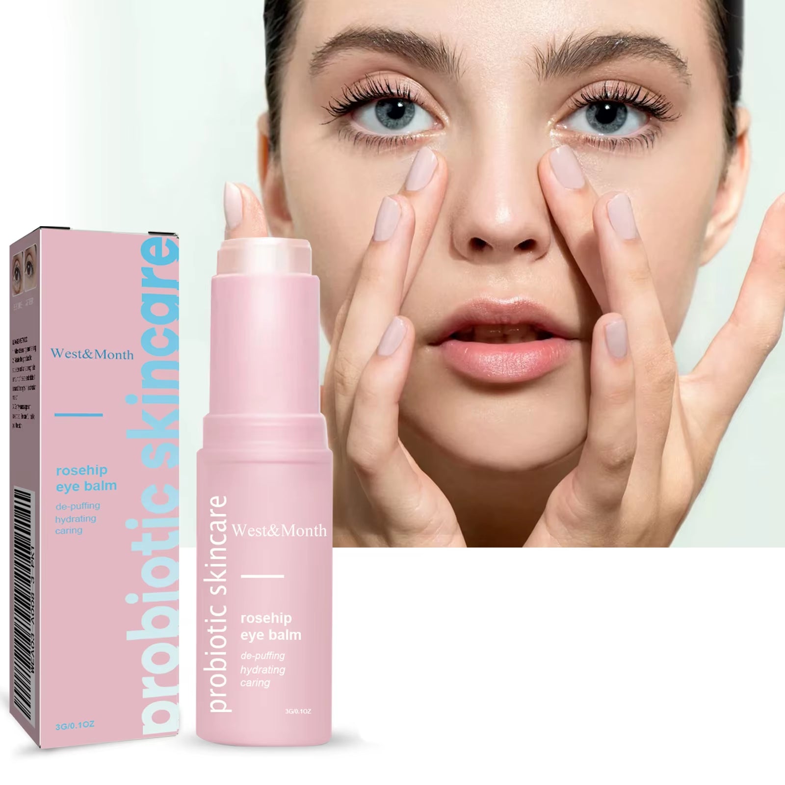 Rosehip Brightening Eye Balm Glowing Repair under Eye Cream Stick for Instant Wrinkle Eye Bags Dark Circles Puffiness Removal