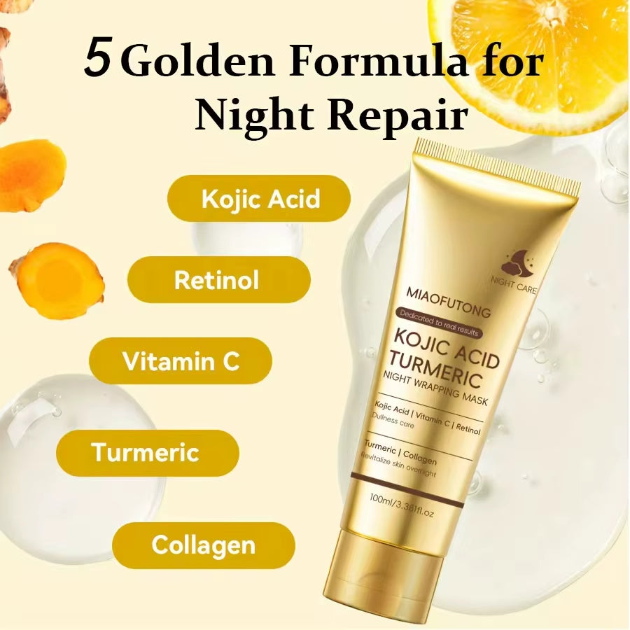 Kojic Acid Turmeric Overnight Peel off Mask 100Ml Hydrolyzed Collagen Brightening Skin Firming Korean Facial Treatment