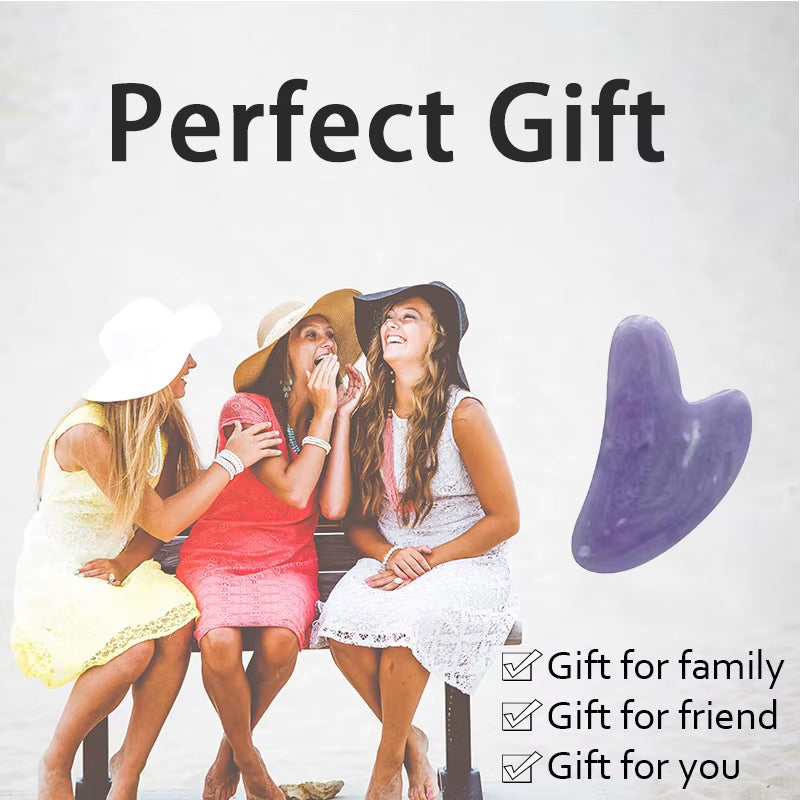 Gua Sha Facial Tools Quartz Massage Tool for Scraping and SPA Acupuncture Therapy Heart Shape Guasha Stone for Women