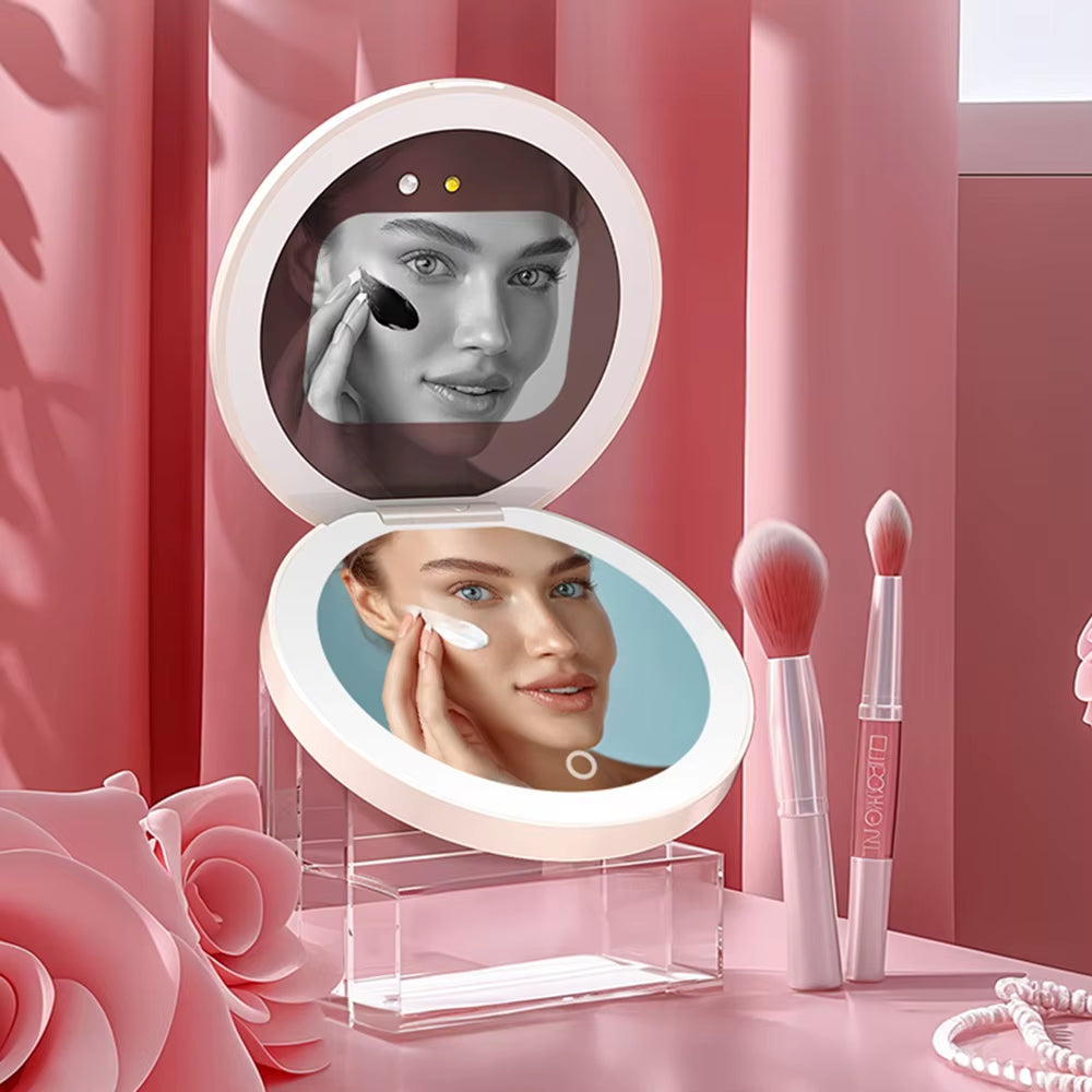 UV Smart Sunscreen Makeup Mirror Sunscreen Detection Mirror UV Mirror Sunscreen Testing Portable LED Light Makeup Mirror