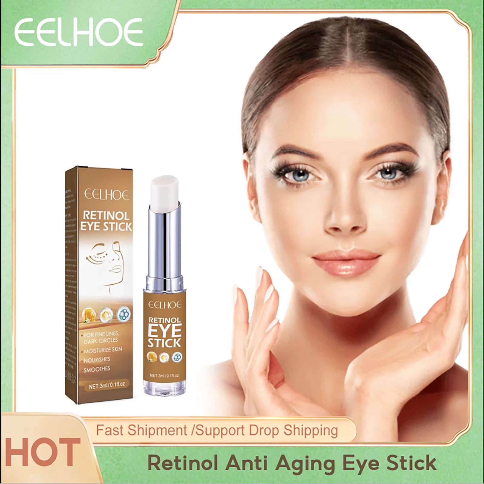 Retinol anti Aging Eye Stick Reduce Wrinkle Lifting Firming Nourish Improve Fine Lines Crow'S Feet Remove Dark Circles Eye Balm