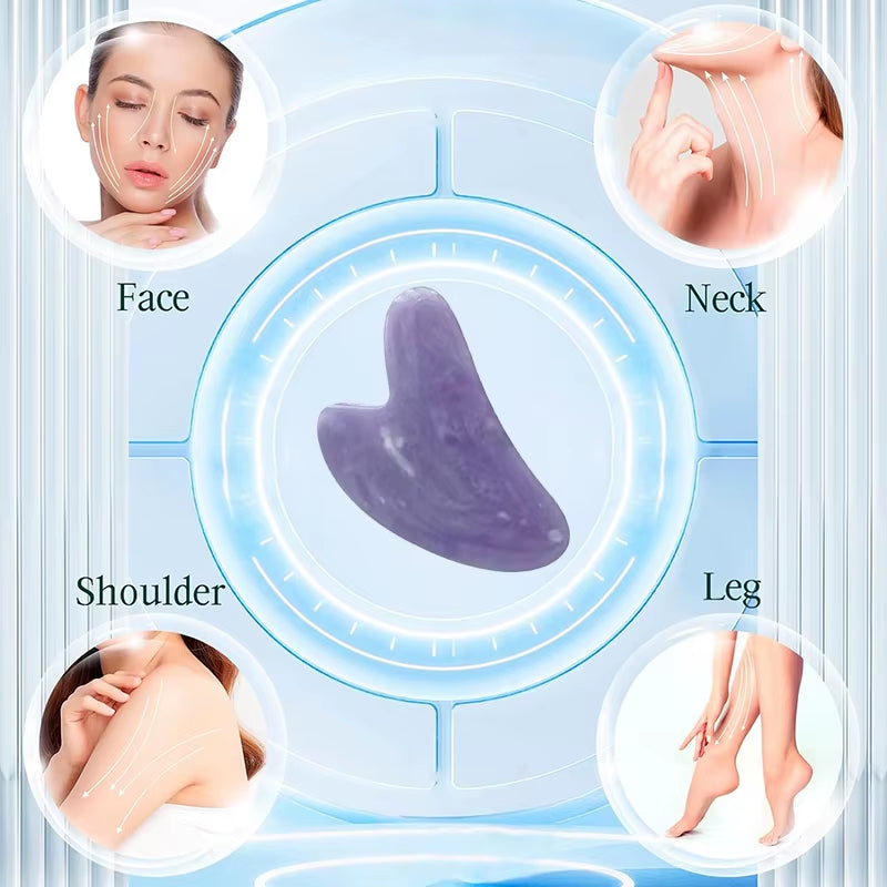 Gua Sha Facial Tools Quartz Massage Tool for Scraping and SPA Acupuncture Therapy Heart Shape Guasha Stone for Women
