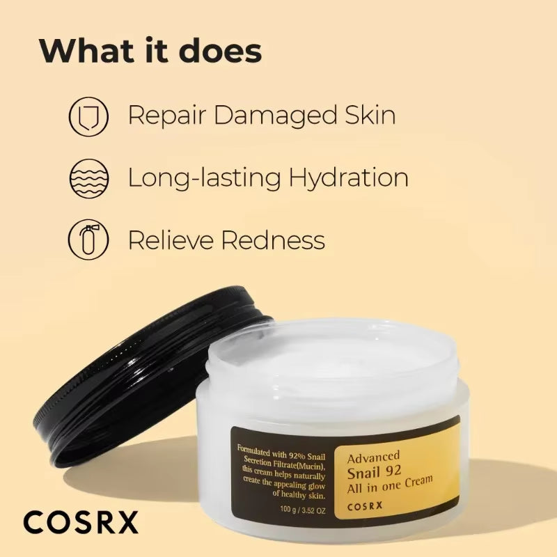 Original Snail Mucin 92% Moisturizer Daily Repair Face Gel Cream Soothes Damaged Barrier Moisturizing Serum Skin Face Repair