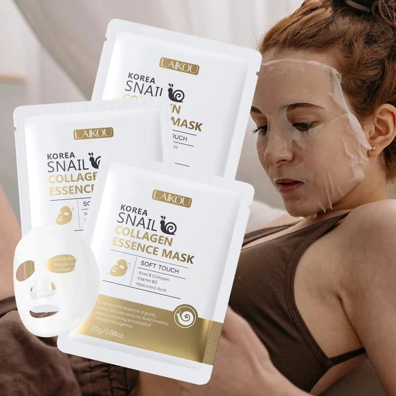 Korea Snail Collagen Essence Mask Hydrating Sheet Mask Anti-Wrinkle Face Mask Firming Skin Care 25G*20Pcs