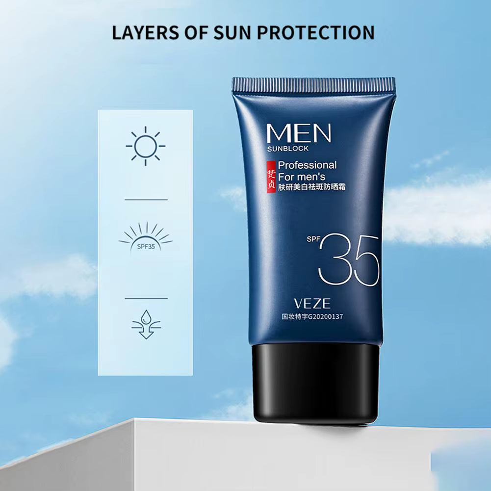 SPF 35 Sunscreen Cream for Men Non-Greasy Moisturizing Sunscreen for Face Protection Body Sunscreen Lotion Whitening Skin Care