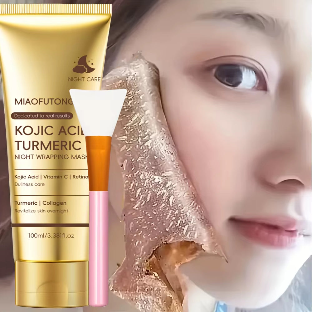 Kojic Acid Turmeric Overnight Peel off Mask 100Ml Hydrolyzed Collagen Brightening Skin Firming Korean Facial Treatment