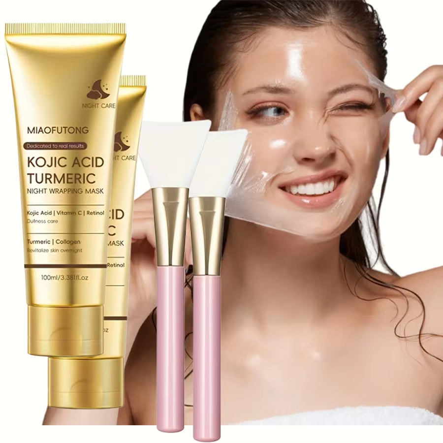 Kojic Acid Turmeric Overnight Peel off Mask 100Ml Hydrolyzed Collagen Brightening Skin Firming Korean Facial Treatment