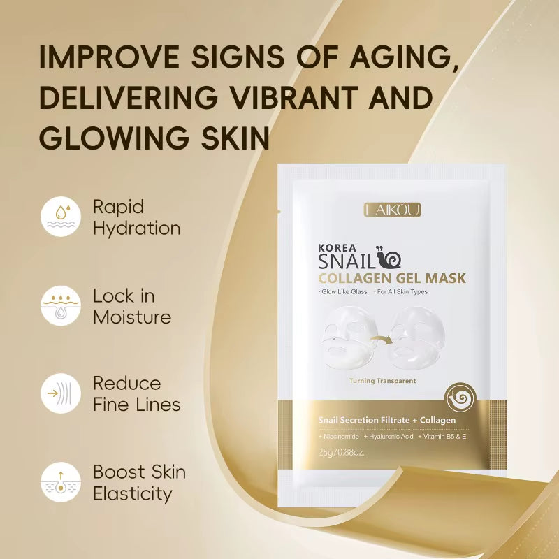 Korea Snail Collagen Essence Mask Hydrating Sheet Mask Anti-Wrinkle Face Mask Firming Skin Care 25G*20Pcs